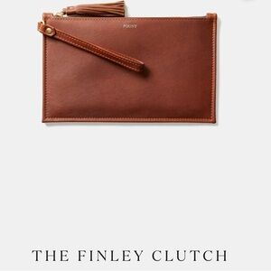 Fount Hazelnut Leather Wristlet Clutch